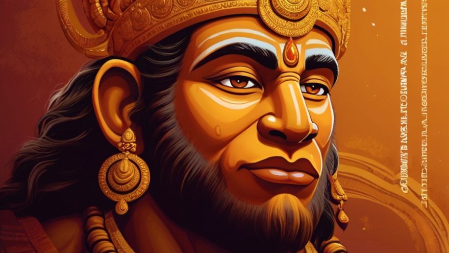 Portrait of Hanumanji. Kishkindha Kand of Ramayan by gaathastory. AI generated image