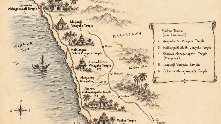 feature image for six ganapati mandirs in Karnataka. blog by gaathastory