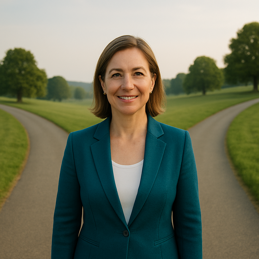 Bild: Frau an Weggabelung