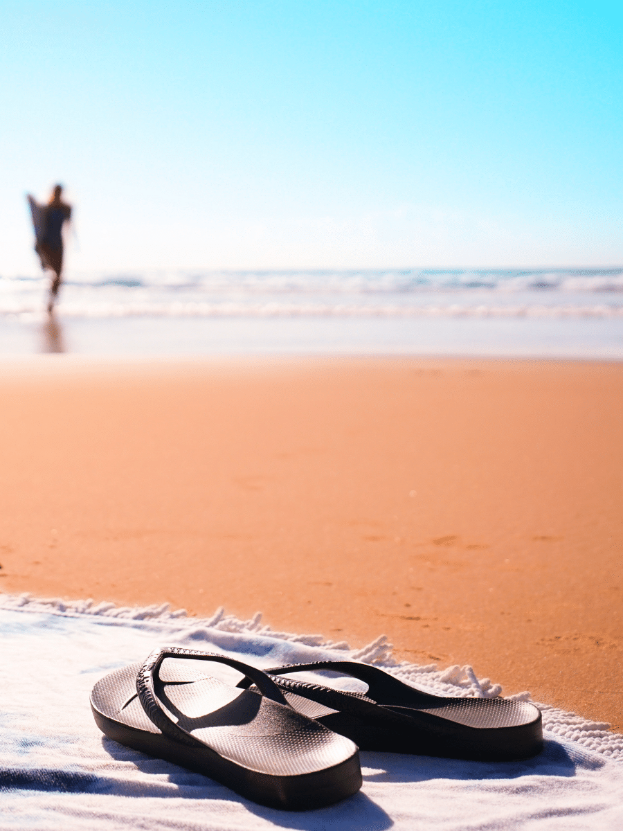 Archies thongs on the beach