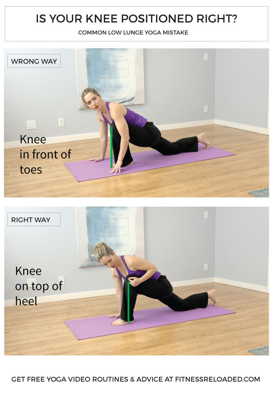 beginners yoga routine knee mistake low lunge