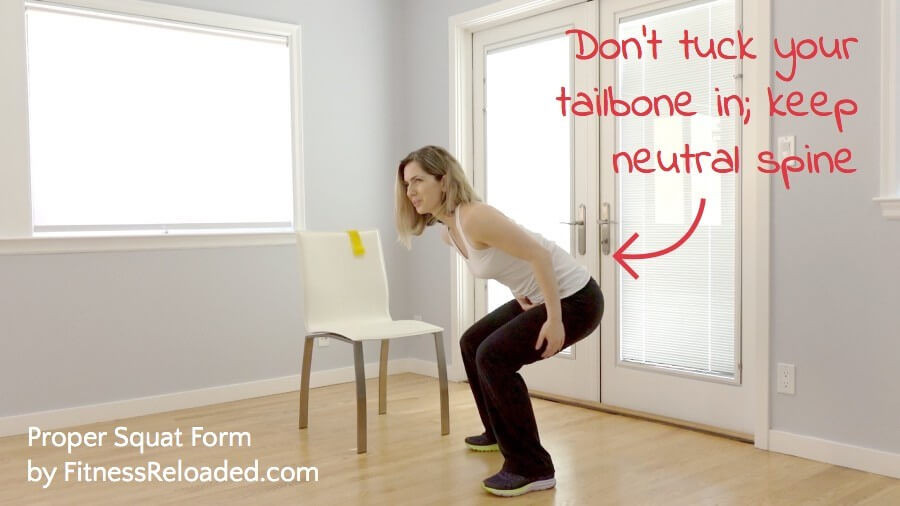 Proper squat Don't tuck your tailbone in