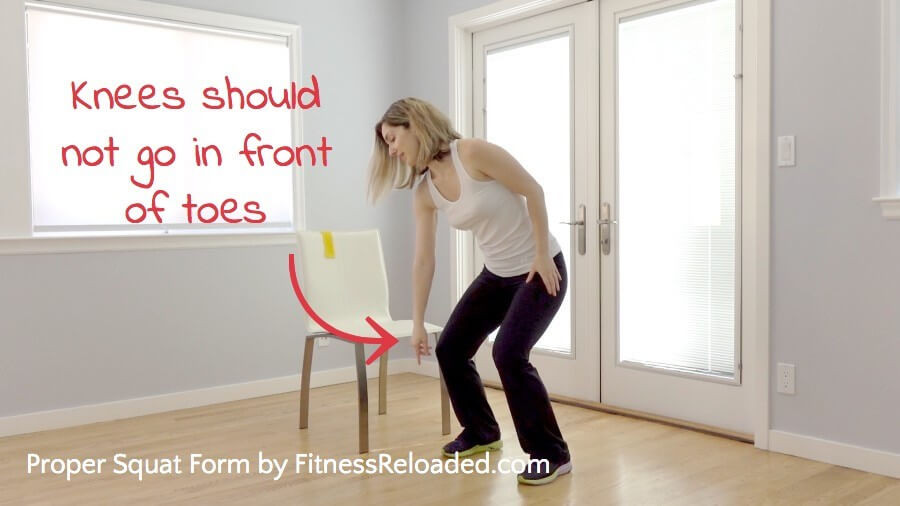 proper squat form knees in front of your toes