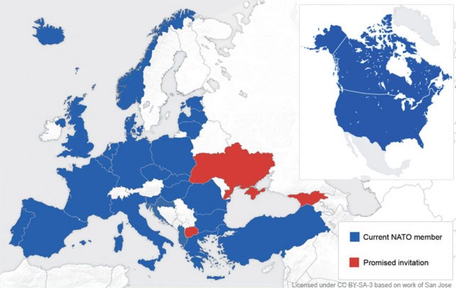 NATO members, in red in the Ukraine. Photo from Geoawesomness. 