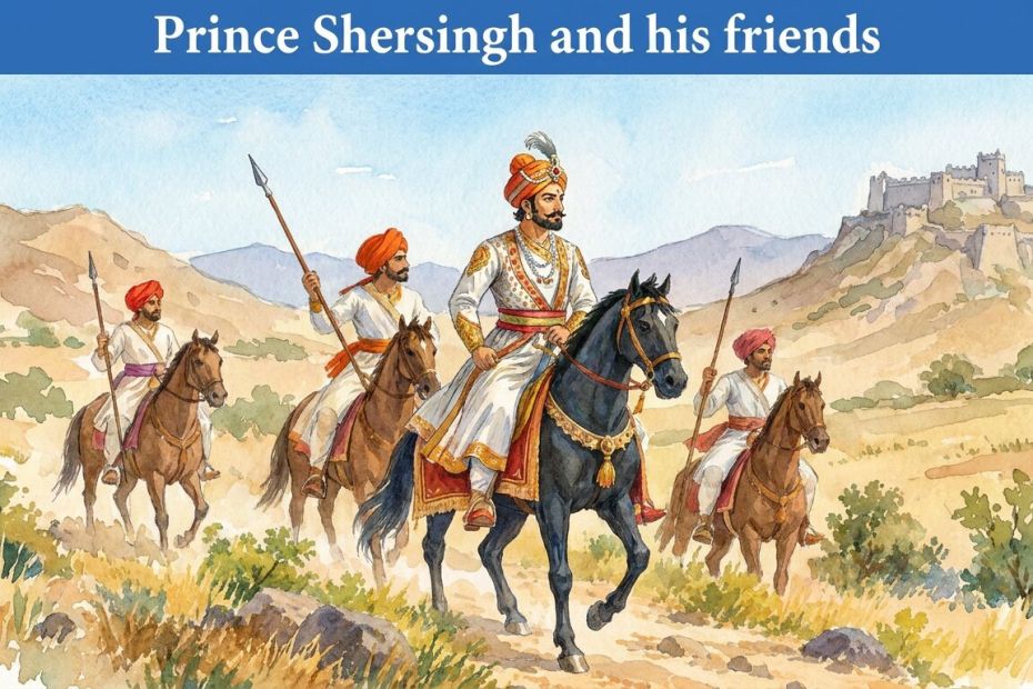 Feature Image for Story Prince Sher Singh and His three Friends. Parikatha Podcast by gaathastory