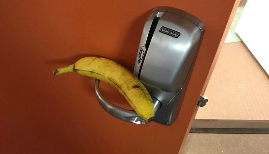 Banana placed of student's door