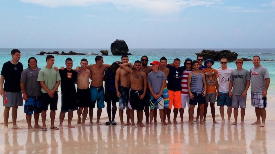 Cabrini men's soccer team travel to Bermuda and visit famous Horseshoe Beach