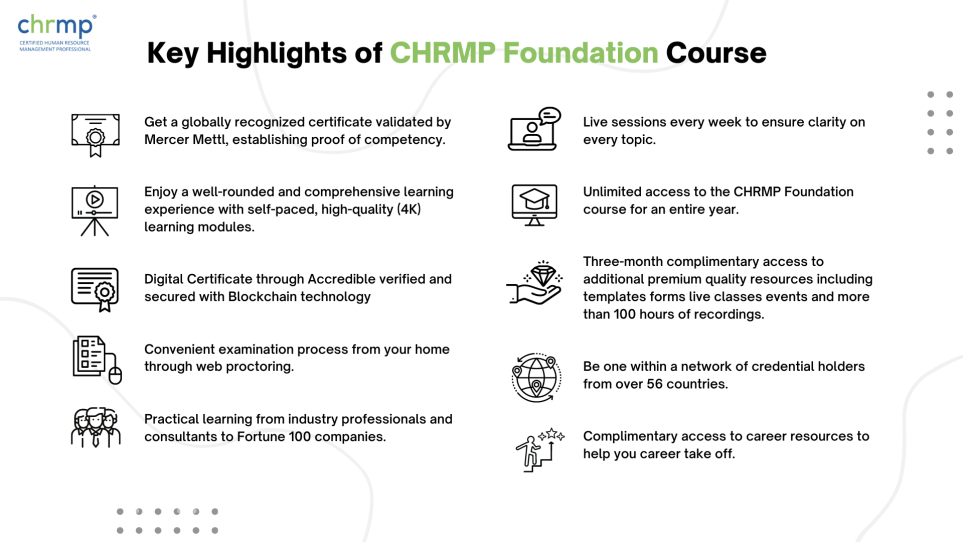 Key highlights of CHRMP Foundation course