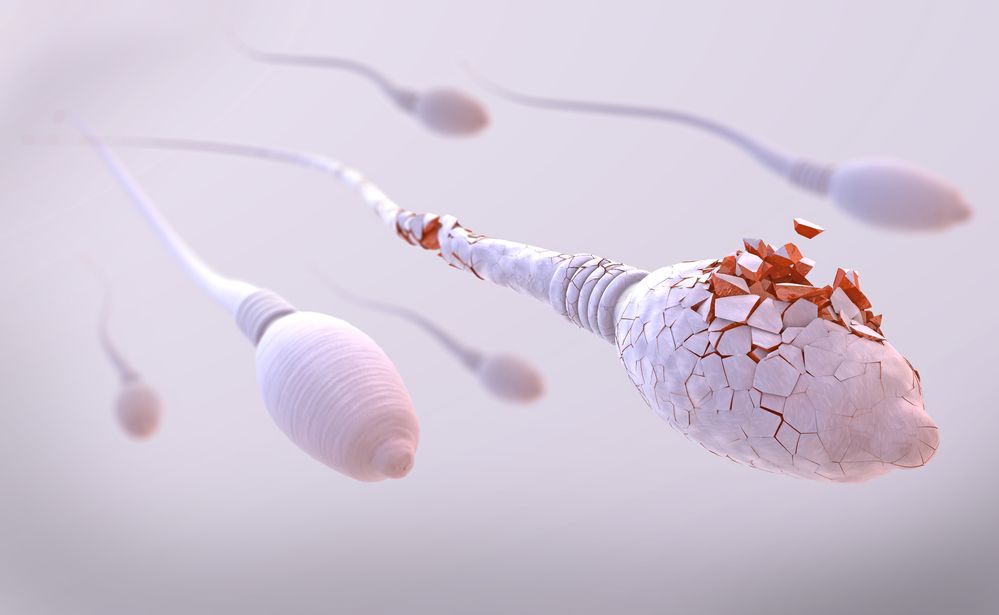 3d illustration of a damaged sperm cells