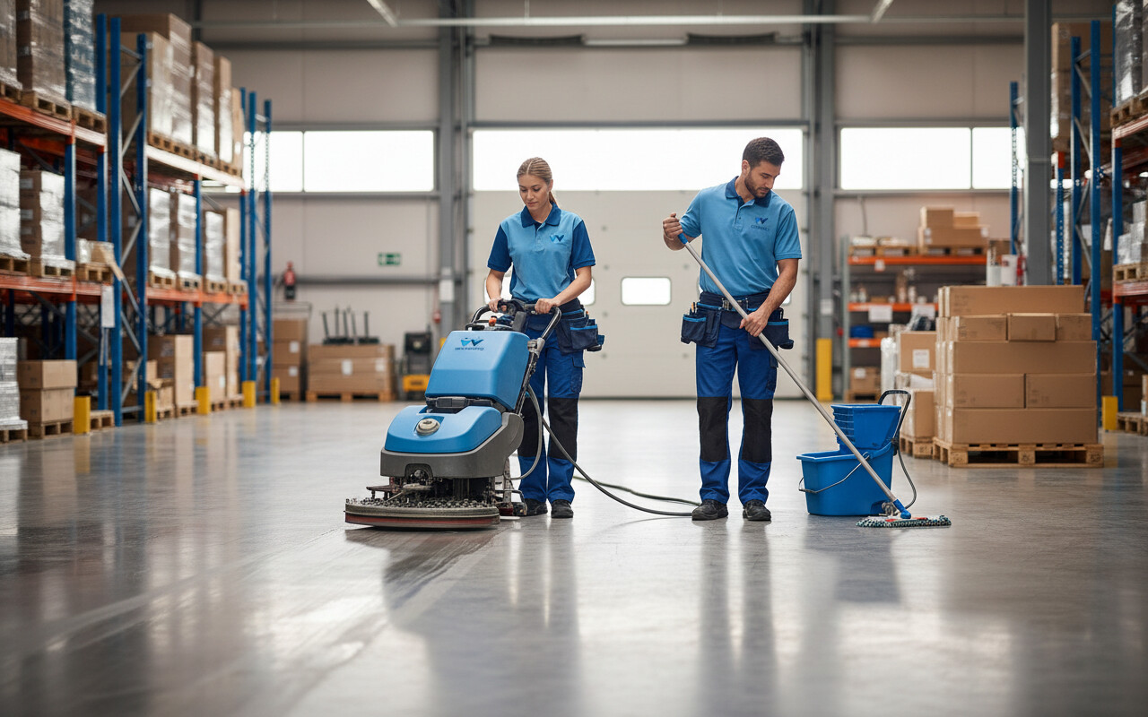 Close-up of a person wearing yellow gloves spraying cleaner onto a gold-colored bathroom faucet and white sink basin.